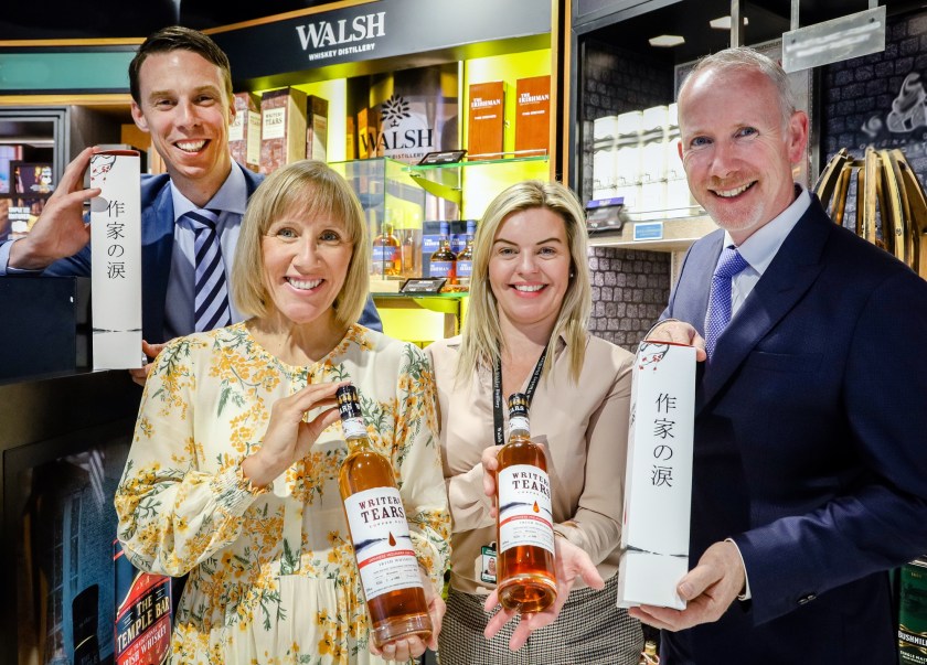 Pictured at the launch of Writers’ Tears Copper Pot Japanese Cask Finish are Brian Hogan (Commercial Manager (Travel Retail) – Walsh Whiskey); Tracey Jordan (ARI Liquor Buyer at The Loop); Lena Canning (Brand Ambassador, Walsh Whiskey) and Bernard Walsh (Co-founder & Managing Director, Walsh Whiskey)